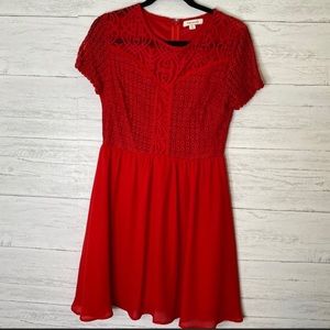 Francesca’s red lace bust cocktail dress